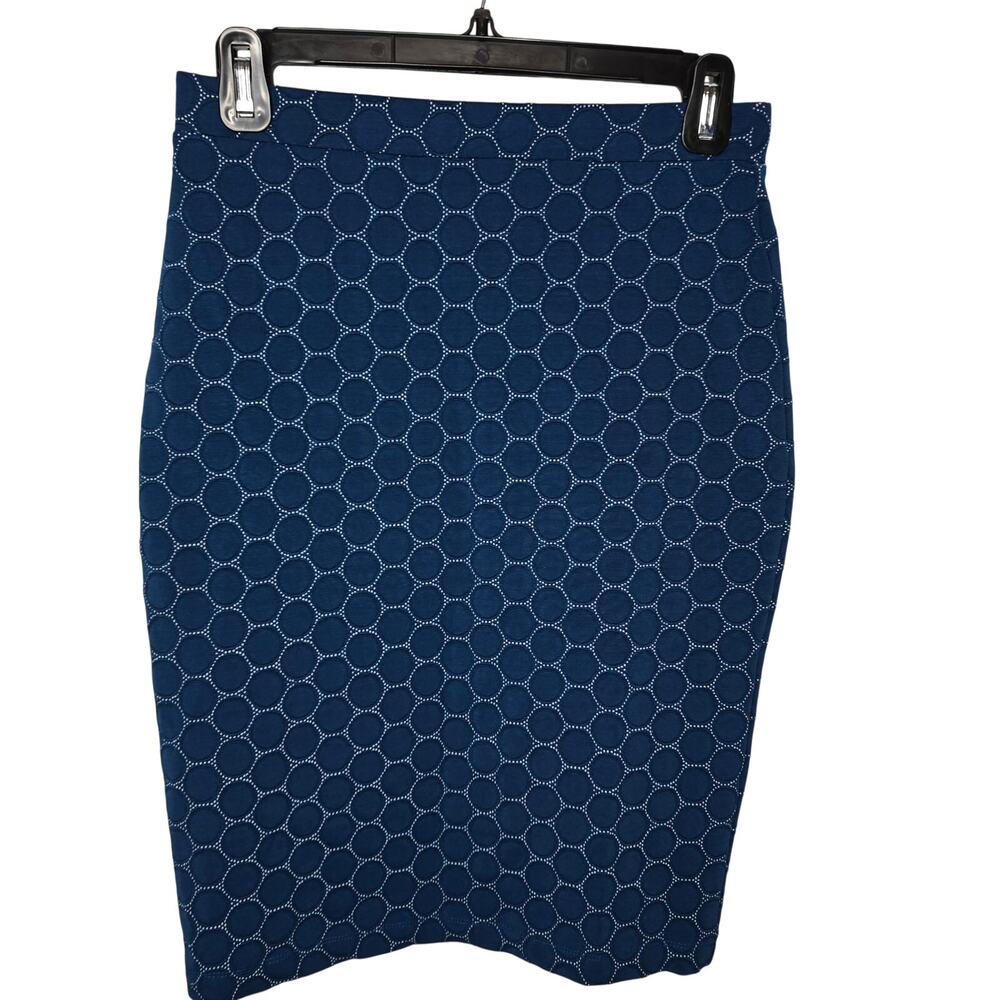 Leota Blue Tabitha Circle Jacquard Ponte Pencil Skirt Size XS